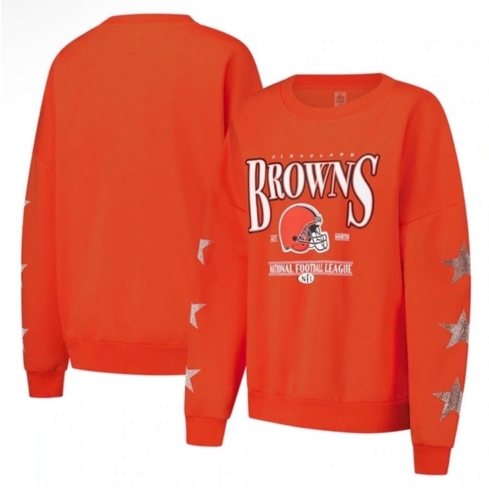 Cleveland Browns NFL Game Couture Oversized Orange Sweatshirt Size Large - Picture 2 of 8
